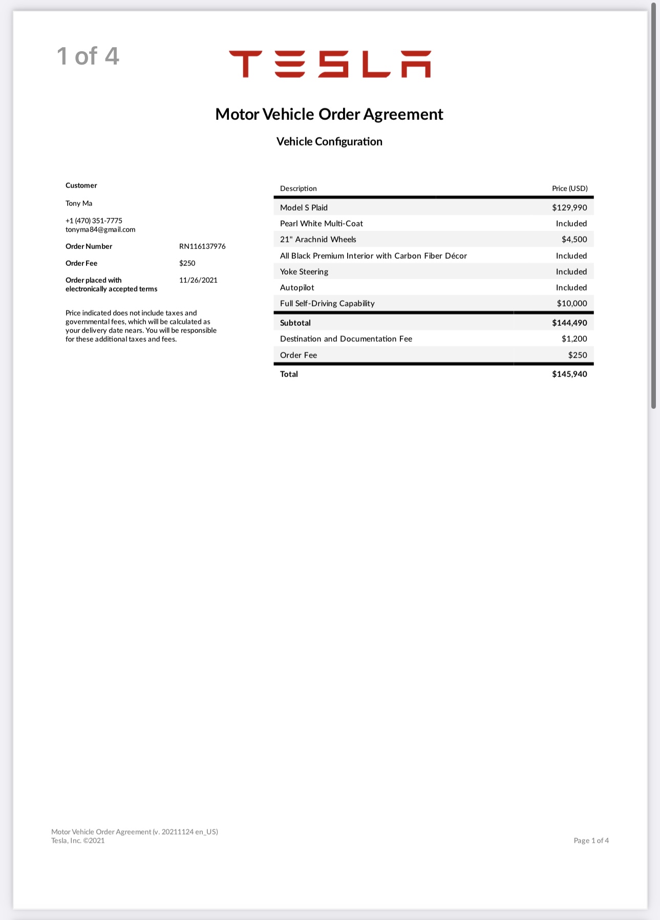 Tesla Contract