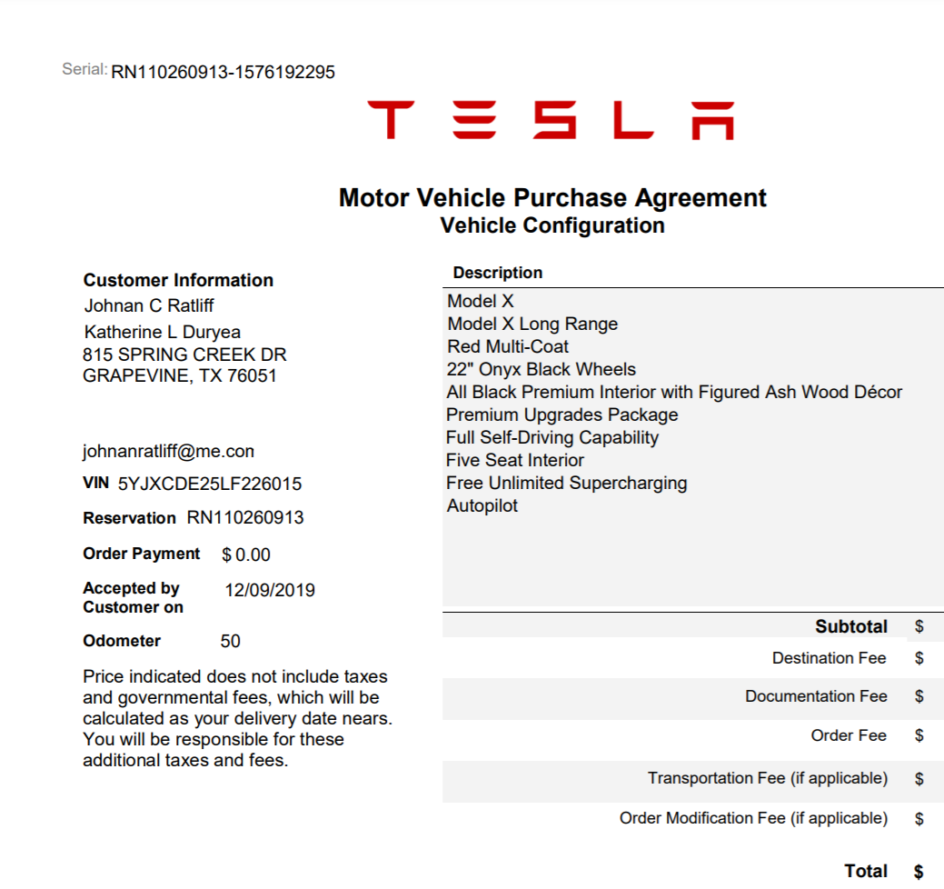 Tesla Contract